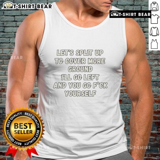 Stylish tank top with 'Let's Split Up' design, perfect for casual outings or workouts, showcasing trendy summer fashion.