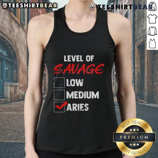 Stylish Aries Zodiac tank top featuring a bold 'Savage' design, perfect for low to medium fit enthusiasts.