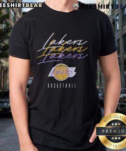 Top Los Angeles Lakers Hardwood Classics Triple Stack T-Shirt featuring bold graphics and vibrant team colors.