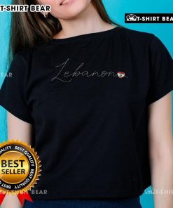 Alt Text: Simple love design featuring a heart and the Lebanese flag on a women's tee, perfect for Lebanon pride.