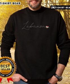 Top Lubnan Simple Love design featuring a heart and Lebanese flag on a cozy Lebanon sweatshirt.