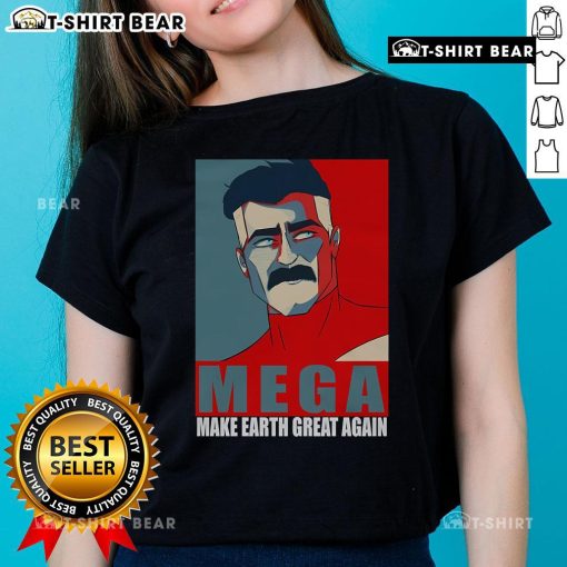 Top Mega Make Earth Great Again Invincible Ladies Tee featuring a bold design promoting environmental awareness.