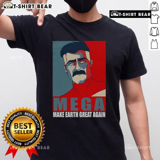 Top Mega Make Earth Great Again Invincible T-Shirt featuring a bold design promoting environmental awareness and sustainability.