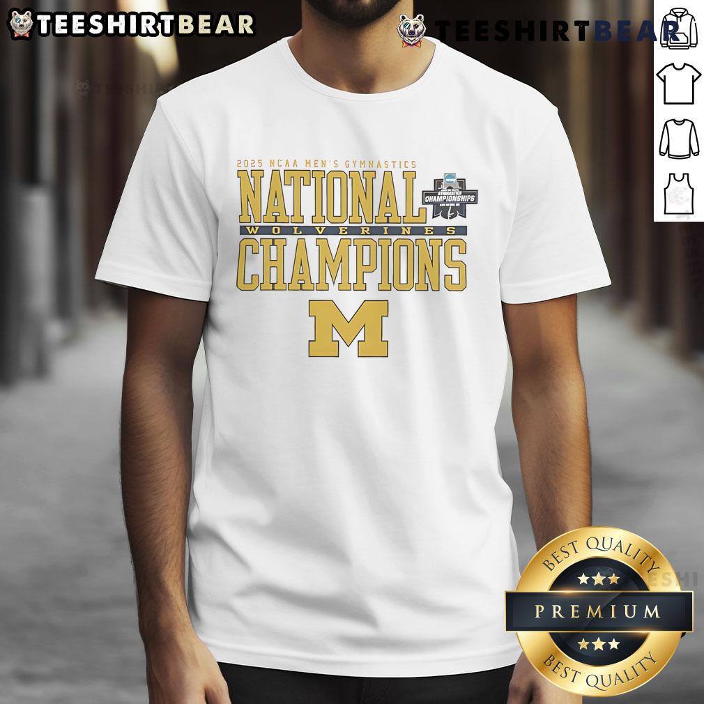 Top Michigan Wolverines 2025 Ncaa Men'S Gymnastics T Shirt Top Michigan Wolverines 2025 NCAA Men's Gymnastics T-Shirt featuring vibrant team colors and logo design.