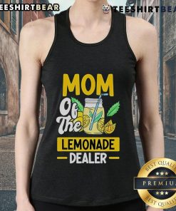 Top Mom of the Lemonade Dealer tank top in bright yellow, perfect for summer events and celebrating entrepreneurial kids.