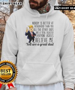Donald Trump hoodie featuring 'Nobody Is Better At Fatherhood' slogan, perfect for proud dads and Trump supporters.