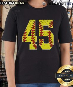 Top Number 45 Softball Jersey with Number 45 Print on a Ladies Tee, perfect for softball fans and players.
