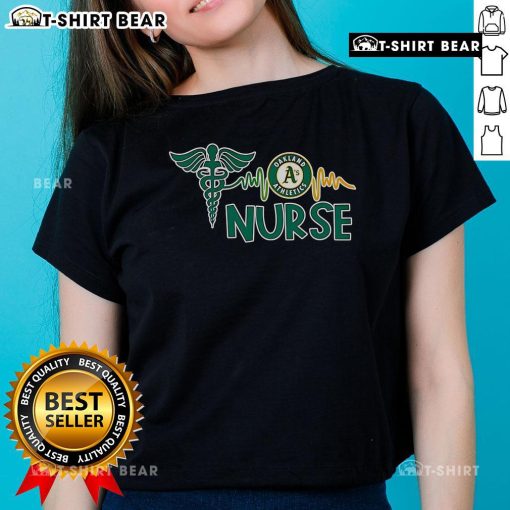 Top Nurse Heartbeat Oakland Athletics Baseball Ladies Tee showcasing team spirit and nursing pride in stylish design.