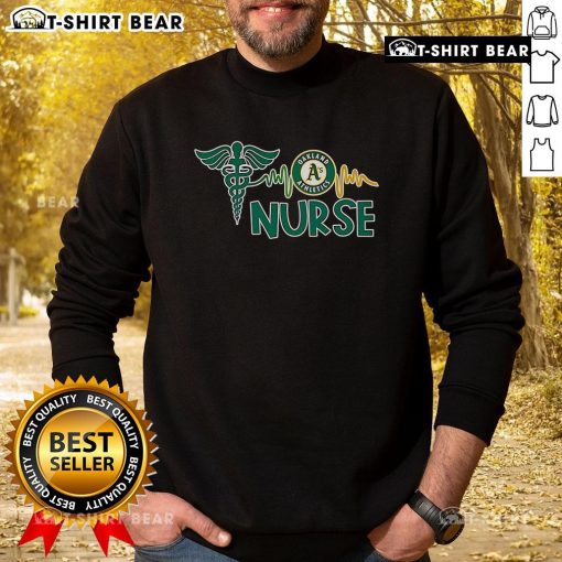 Top Nurse Heartbeat Oakland Athletics Baseball Sweatshirt featuring a stylish design for sports and healthcare fans.