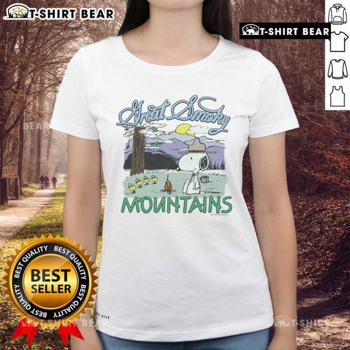 Top Peanuts Snoopy X Great Smoky Mountains National Park ladies tee featuring vibrant graphics and a stylish design.
