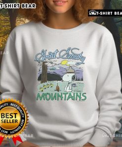 Cozy Top Peanuts Snoopy X Great Smoky Mountains National Park sweatshirt featuring iconic characters and scenic design.