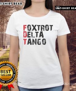 Top Peter Shankman wearing Foxtrot Delta Tango FDT Ladies Tee, showcasing stylish design and comfortable fit.