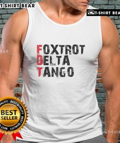 Alt Text: Peter Shankman wearing a Foxtrot Delta Tango (FDT) tank top, showcasing a trendy casual look and vibrant colors.