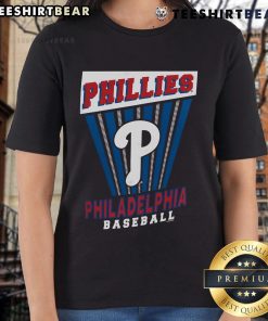 Alt Text: Stylish Top Philadelphia Phillies Baseball Starter Ladies Tee featuring team logo, perfect for female fans and casual wear.