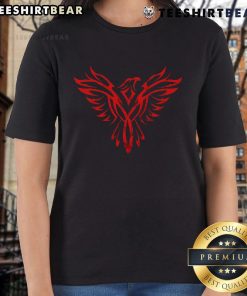 Top Phoenix Rising Fire Bird tee for ladies, symbolizing rebirth and rejuvenation from ashes in stylish design.