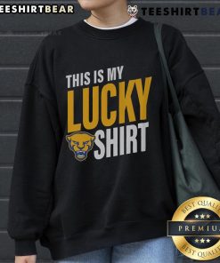 Alt Text: Pittsburgh Panthers lucky sweatshirt featuring team colors and logo, perfect for game day and showing school spirit.