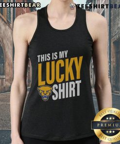 Alt Text: Top Pittsburgh Panthers 'This Is My Lucky Tank Top' featuring team colors and logo, perfect for game day attire.