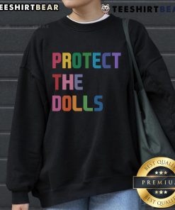 Cozy Top Protect The Dolls sweatshirt featuring vibrant graphics, perfect for fans of trendy streetwear and doll culture.