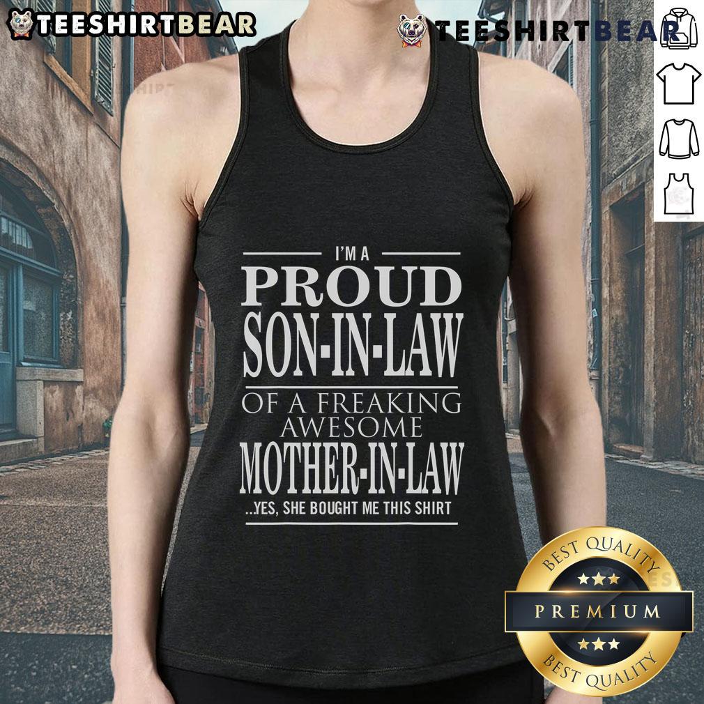 Top Proud Son In Law Of A Freaking Awesome Mother In Law Tank Top Top Proud Son-in-Law of a Freaking Awesome Mother-in-Law tank top in vibrant colors, perfect for family gatherings.
