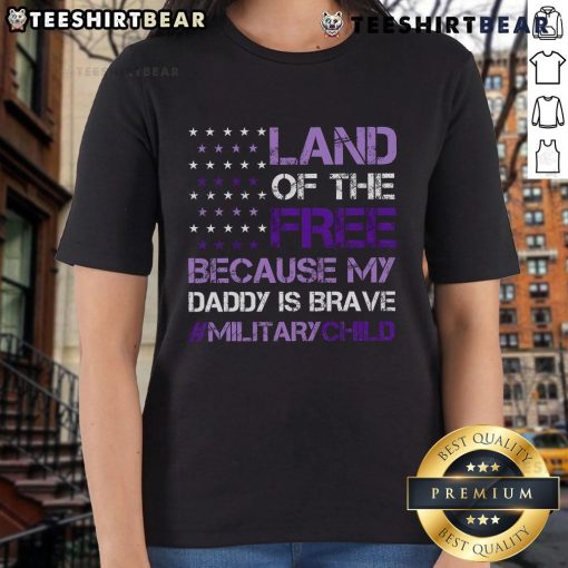 Top Purple Up For Military USA Flag Ladies Tee for Military Child Month, celebrating military families and support.