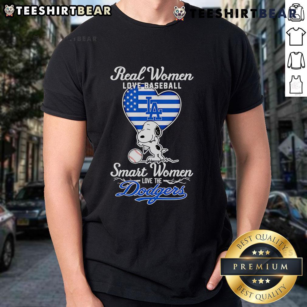 Top Real Women Love Baseball Smart Women Love The Dodgers Snoopy Hug Heart T-Shirt Top Real Women Love Baseball T-Shirt featuring Snoopy hugging a heart, celebrating Dodgers fandom and women's love for the game.