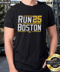 Top Run Boston 2025 T-Shirt featuring a vibrant design for marathon enthusiasts and event participants.