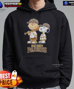 Alt Text: Top San Diego Padres Charlie Brown and Snoopy baseball cartoon fan hoodie featuring vibrant graphics and cozy design.