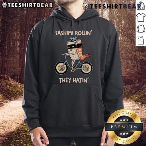 Top Sashimi Rollin They Hatin Hoodie featuring vibrant sushi graphics, perfect for sushi lovers and streetwear enthusiasts.