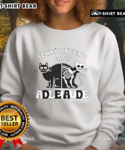 Top Schrdinger's Cat sweatshirt featuring a playful design of the cat in both dead and alive states, perfect for quantum physics fans.
