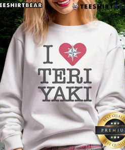 Seattle Mariners 'I Love Teriyaki' night sweatshirt featuring bold graphics and team colors, perfect for fans.