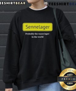Top Sennelager sweatshirt featuring 'Probably The Worst Lager In The World' design, perfect for unique casual wear.