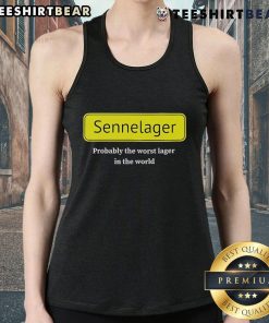 Top Sennelager Probably The Worst Lager In The World tank top design featuring bold graphics and vibrant colors.