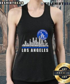 Los Angeles Dodgers players logo tank top featuring a stylish skyline design, perfect for baseball fans and summer wear.