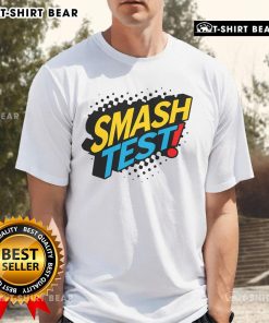 Alt Text: Teacher wearing 'Top Smash Test Testing Test Day' T-shirt, promoting a stress-free exam atmosphere in school.