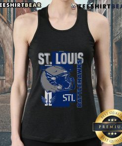 Alt Text: Stylish tank top featuring the Top St. Louis Battlehawks helmet frame design, perfect for fans and sports enthusiasts.