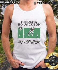 Top Tecmo Bowl Raiders Bo Jackson tank top featuring iconic one-play gameplay design for fans and gamers.