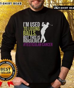 Top Testicular Cancer Awareness Month sweatshirt worn by a survivor golfer, promoting awareness and support for April events.