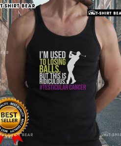 Survivor wearing a tank top for Testicular Cancer Awareness Month, enjoying golf on a sunny day.