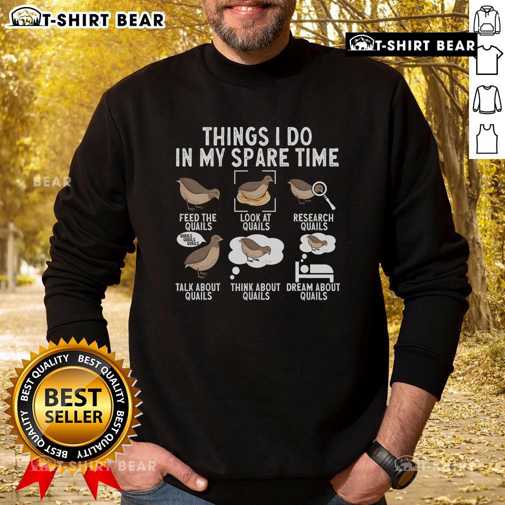 Top Things I Do In My Spare Time Quail Bird Lover Sweatshirt Cozy 'Top Things I Do In My Spare Time' Quail Bird Lover Sweatshirt, perfect for bird enthusiasts and casual wear.