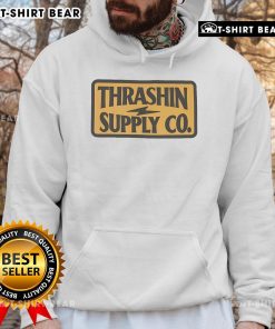 Top Thrashin Supply Stamp Hoodie featuring a bold logo design on a stylish black background for trendy streetwear.