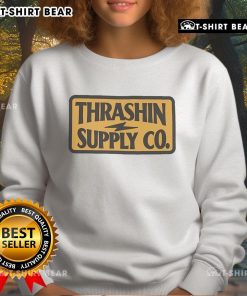 Cozy Top Thrashin Supply Stamp Sweatshirt featuring bold graphic design, perfect for casual, stylish outfits.