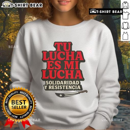 Top Tu Lucha Es Mi Lucha sweatshirt featuring a bold design, perfect for wrestling fans and casual wear.