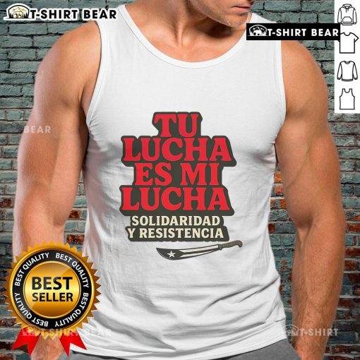 Top Tu Lucha Es Mi Lucha tank top featuring vibrant graphics, perfect for expressing your passion for wrestling.