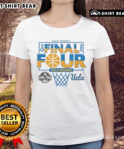 Top UCLA Bruins Final Four 2025 Women's Basketball Net White Ladies Tee featuring team logo and stylish design.