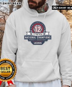 UConn Huskies Women's Basketball 12x NCAA National Champions Logo Hoodie, featuring team colors and iconic championship logo.