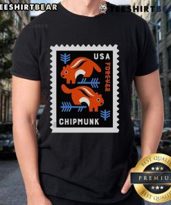 Top USA Chipmunk Stamp T-Shirt featuring a playful chipmunk graphic, perfect for animal lovers and casual wear.