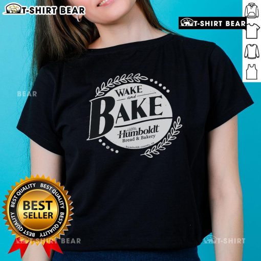 Alt Text: Top Wake and Bake Humboldt Ladies Tee featuring a stylish design perfect for cannabis enthusiasts.