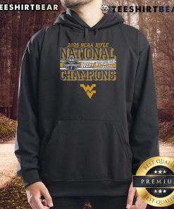 2025 NCAA Rifle National Champions hoodie celebrating the Top West Virginia Mountaineers, featuring team colors and logo.