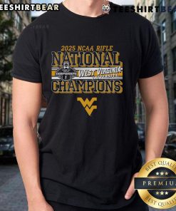 West Virginia Mountaineers 2025 NCAA Rifle National Champions T-Shirt featuring team logo and championship design.