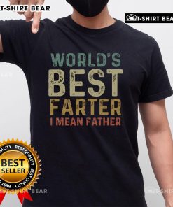 Humorous 'Top World's Best Farter I Mean Father' T-Shirt design featuring playful typography for Father's Day gifts.
